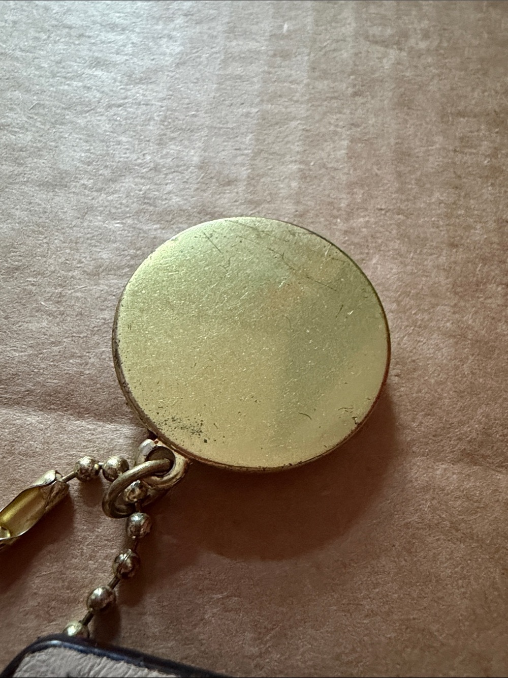 Coach Gold Tone Keychain Tag with White Leather Tag - Picture 5 of 8